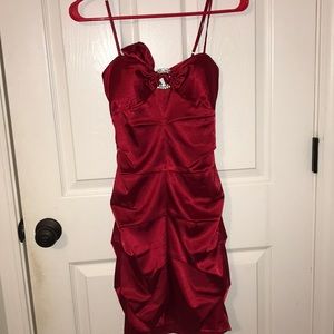 Red satin sexy holiday dress XS